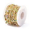 Brass & Cubic Zirconia Beaded Chain CHC-D029-29G-4