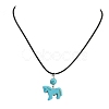 Dyed Synthetic Turquoise Horse Pendant Black Waxed Cord Necklaces NJEW-JN05430-01-2