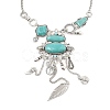 Alloy & Risin Imitation Turquoise Flower Bib Necklaces NJEW-L046-03AS-2