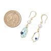 Hamsa Hand Brass Enamel Dangle Earrings EJEW-JE06642-4