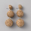 Raffia Grass Round Ball Dangle Stud Earrings EJEW-WH0009-73A-1