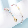Glass Round Beads & Natural Shell Barrel Beads Link Bracelets BJEW-G774-03G-1