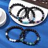 Natural Weathered Agate Stretch Bracelets BJEW-JB11101-2