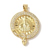 Rack Plating Brass Micro Pave Clear Cubic Zirconia Pendants KK-P267-14A-G-1