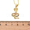 Brass Micro Pave Colorful Cubic Zirconia Snake Pendant Necklaces NJEW-S438-02H-G-5