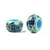 Flower Printed Opaque Acrylic Rondelle Beads SACR-S305-27-E01-3