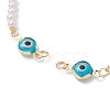 Evil Eye Glass & Brass & ABS Imitation Pearl Beaded Bracelet Making AJEW-JB01150-42-2