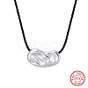 925 Sterling Silver Textured Coffee Bean Pendant Adjustable Black Polyester Cord Necklaces for Women NJEW-H074-03S-2