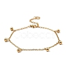 PVD Vacuum Plating 304 Stainless Steel Round Beads Charm Bracelet BJEW-K231-03G-1