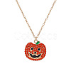 Halloween Alloy Rhinestone Enamel Pumpkin Pendant Necklaces for Unisex WG8A995-01-1