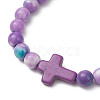 Dyed Natural Ocean White Jade & Synthetic Ocean White Jade & Dyed Turquoise Round Beads Braided Bead Bracelets for Women BJEW-JB13118-4
