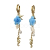 Seahouse 316 Surgical Stainless Steel & Starfish 304 Stainless Steel & Tortoise Porcelain Dangle Hoop Earrings for Women EJEW-JE07129-5