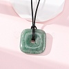 Natural Green Aventurine Square Pendants Black PU Leather Cord Necklaces NJEW-K285-01B-2