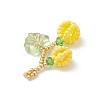 Glass Seed Beaded Berries & Leaf Pendants PALLOY-MZ01114-05-4