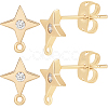 10Pcs Star Shape Brass Cubic Zirconia Stud Earring Findings KK-BBC0012-69-1