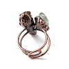 Natural Amethyst & Green Quartz Irregular Nugget Open Cuff Ring RJEW-I082-04R-3