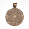 Flat Round Alloy Pendant Cabochon Settings PALLOY-A15654-AB-3