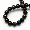 Natural Golden Sheen Obsidian Round Beads Strands G-S157-8mm-2