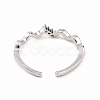Clear Cubic Zirconia Wave Open Cuff Ring X-RJEW-B028-17P-3