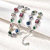 Brass Pave Colorful Cubic Zirconia Geometric Link Chain Necklaces NJEW-P337-01P-1