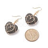 Heart Natural Lava Rock Dangle Earrings for Women EJEW-JE04973-3
