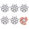 6PCS Brass Micro Pave Clear Cubic Zirconia Buttons KK-FG0001-26A-1
