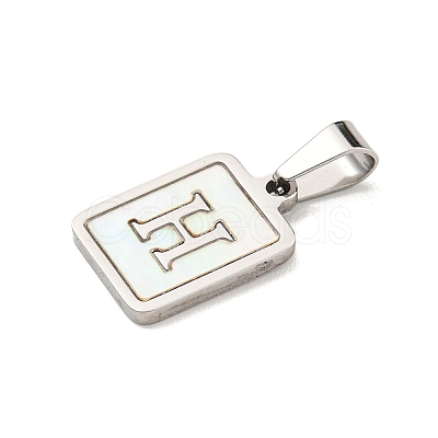 304 Stainless Steel Pave Natural White Shell Pendants STAS-S130-03P-H-1