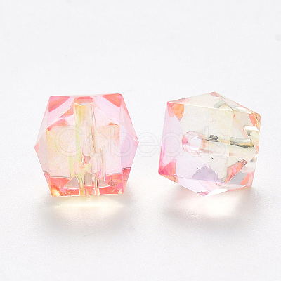 Two Tone Transparent Spray Painted Acrylic Beads ACRP-T005-26O-1