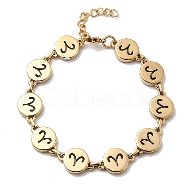 12 Constellations 304 Stainless Steel Link Chain Bracelets BJEW-I239-01G-06-1