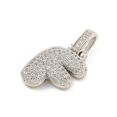 Brass Micro Pave Clear Cubic Zirconia Pendants KK-B099-01P-F-1