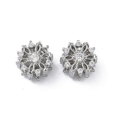 Brass Clear Cubic Zirconia Beads KK-D228-27P-1