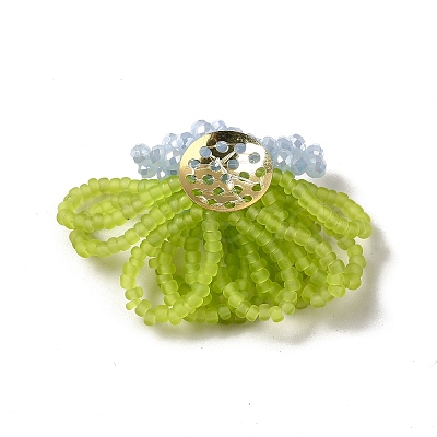 Glass Beads Braided Flower Cabochons GLAA-F120-01A-1