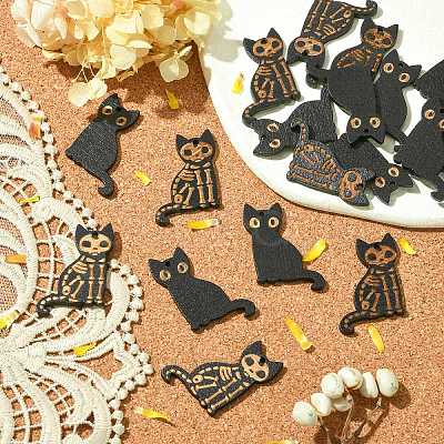 20Pcs 2 Styles Halloween Carved Wood Pendants WOOD-CJ0001-73-1