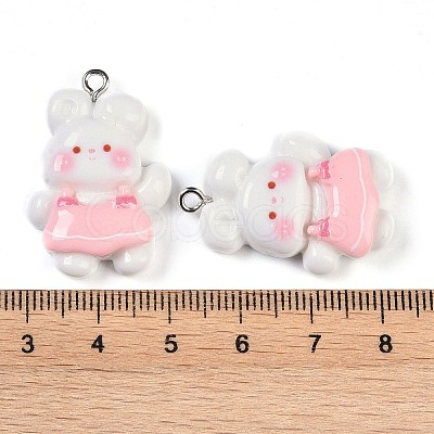 Rabbit Resin Pendants RESI-U004-02B-1