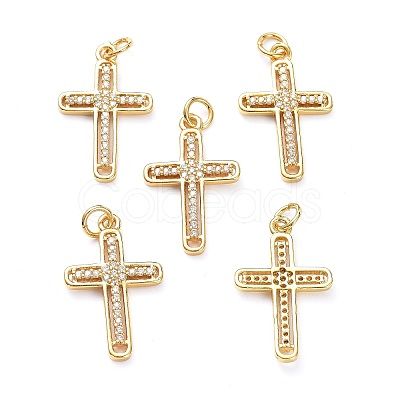 Brass Micro Pave Clear Cubic Zirconia Pendants LS-ZIRC-L100-111G-1