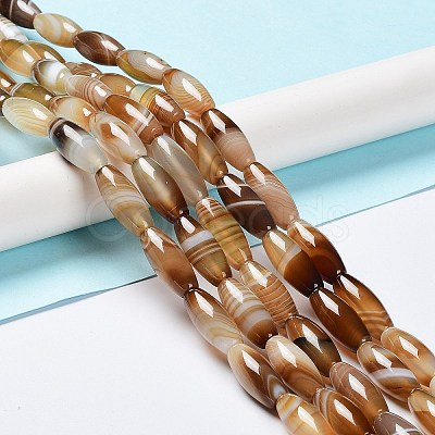 Natural Banded Agate Beads Strands G-G0001-D01-1