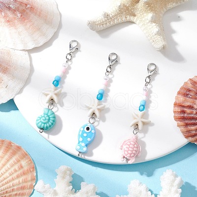 3Pcs Handmade Porcelain Pendant Decorations HJEW-JM03211-1