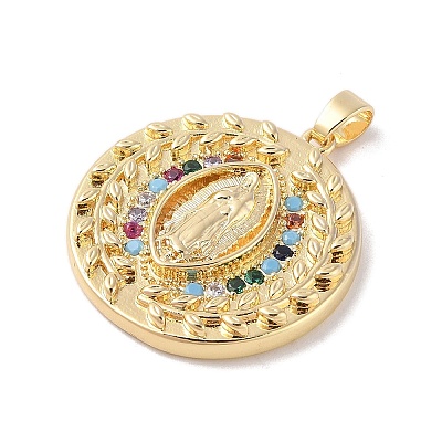 Brass Cubic Zirconia Pendants KK-Z050-12G-1