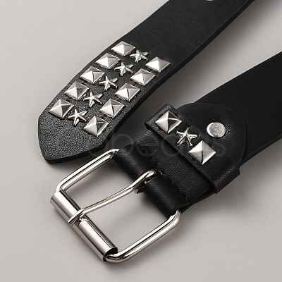 Platinum Square and Star Rivet PU Leather Chain Belts for Jeans AJEW-WH20096-87A-1