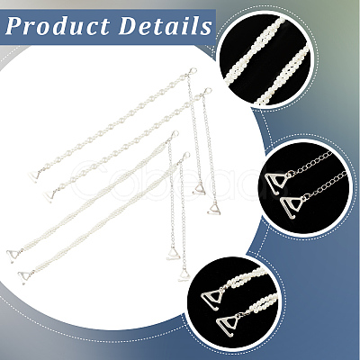2 Pairs 2 Styles ABS Plastic Imitation Pearl Chain Non-slip Bra Straps FIND-CY0001-25-1
