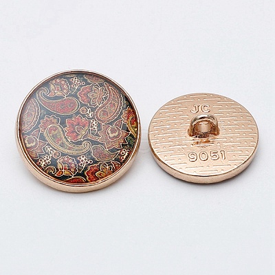 1-Hole Alloy Enamel Shank Button FIND-WH0116-52E-KCG-1