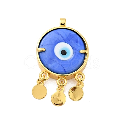 Rack Plating Handmade Evil Eye Lampwork Pendants KK-F838-01G-G-1