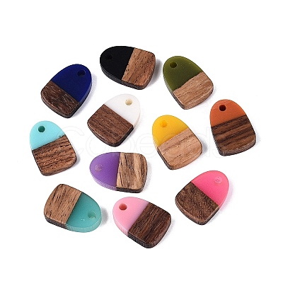 Opaque Resin & Walnut Wood Pendants RESI-N053-32-1