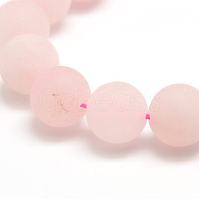 Frosted Natural Rose Quartz Round Bead Strands G-M064-10mm-09-1