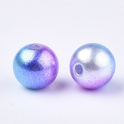 Rainbow ABS Plastic Imitation Pearl Beads X1-OACR-Q174-6mm-06-1