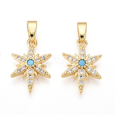 Brass Micro Pave Cubic Zirconia Pendants KK-T070-59B-G-1