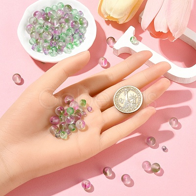 150Pcs 3 Styles Frosted Spray Painted Glass Beads Strands GLAA-YW0004-34A-1