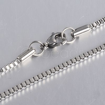 Tarnish Resistant 304 Stainless Steel Box Chain Necklaces STAS-O053-27P-1