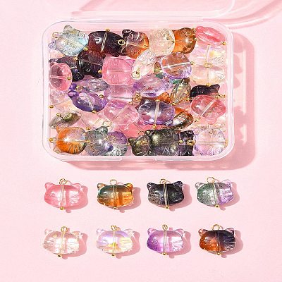 50Pcs Glass Pendants PALLOY-FS00030-1
