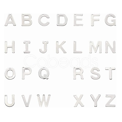 Tarnish Resistant 201 Stainless Steel Letter Charms STAS-S036-M-1